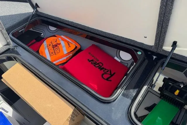 Slide: The Image of 2022 Ranger Z520R Cup-Equipped storage compartment with life jackets and gear. - 16