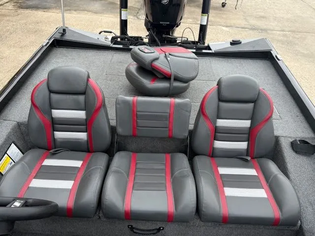 Slide: The Image of Interior of Ranger RT178 boat, gray and red seats, 2023 model. - 22
