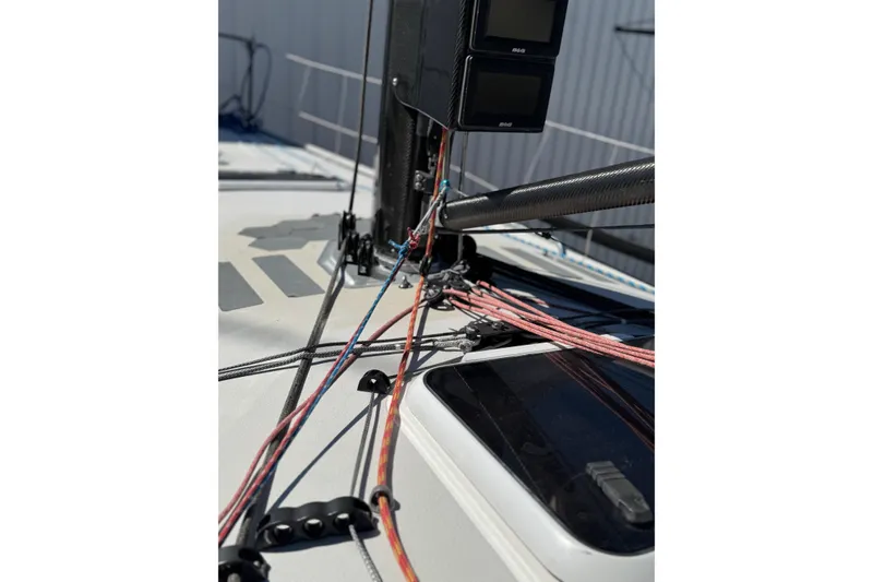 Slide: The Image of Close-up of 2019 J Boats J/121 sailboat rigging and deck equipment. - 25