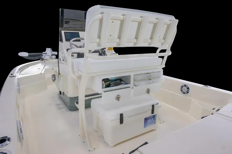 Slide: The Image of Manufacturer Provided Image: 2026 Skeeter SX221 boat interior with seating, storage, and fishing equipment. - 5