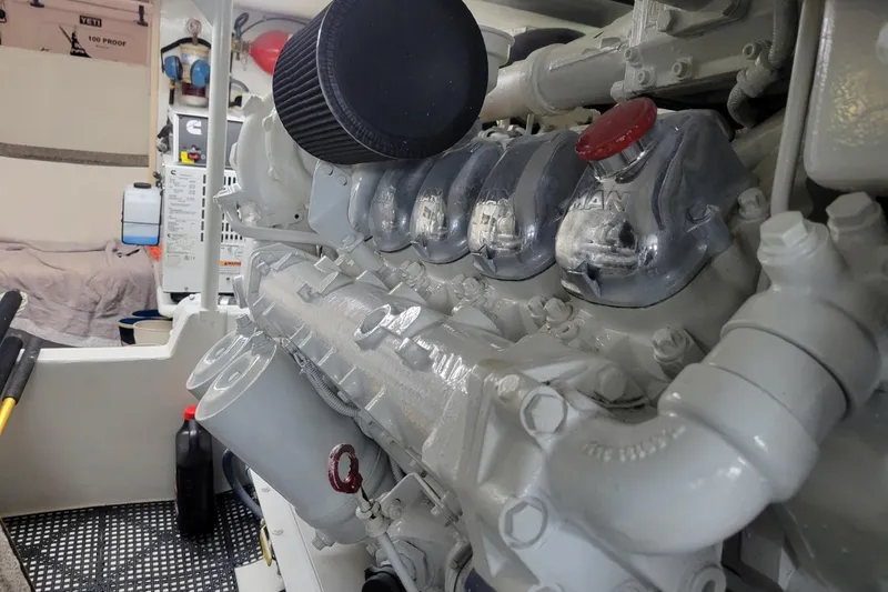 Slide: The Image of Engine room of 1996 Viking 50 Convertible with fuel filtration system. - 19