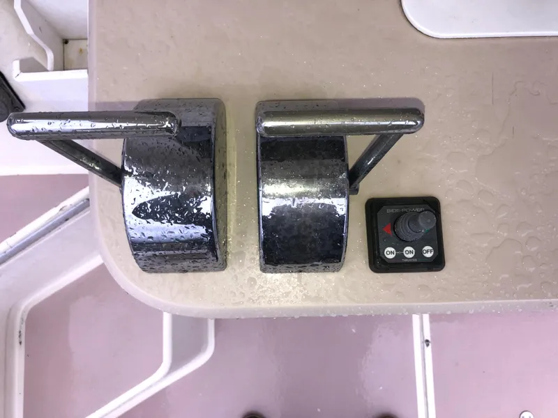 Slide: The Image of Boat throttle controls on a 2000 Albin 35 Tournament Express. - 8