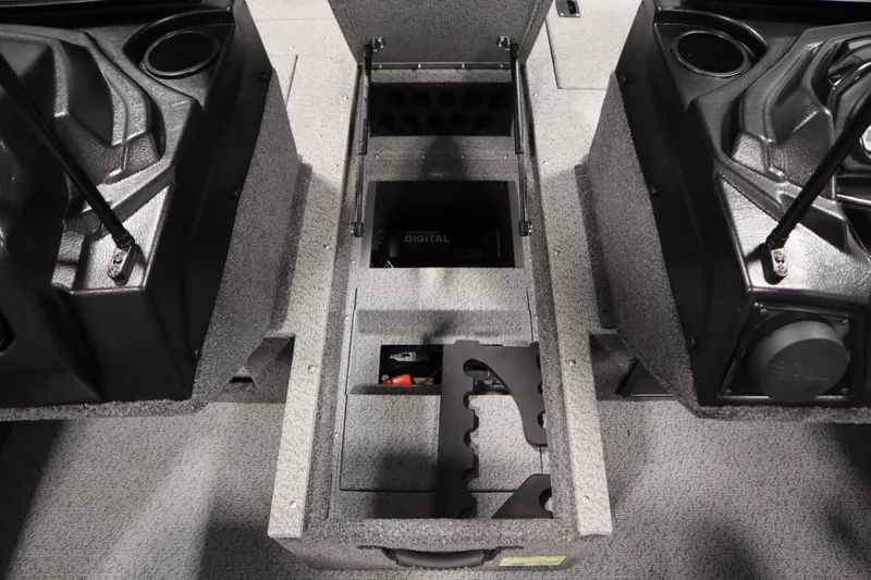 Slide: The Image of 2024 Crestliner 1950 Fish Hawk WT interior storage compartments and cup holders. - 28