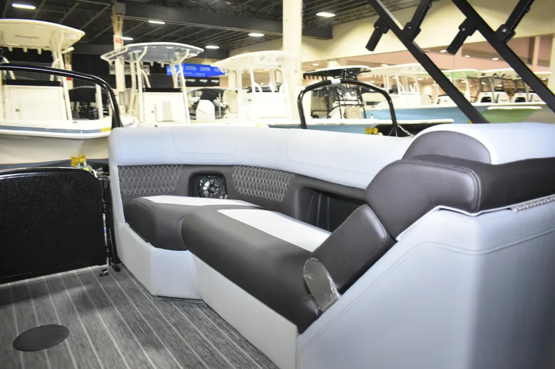 Slide: The Image of Interior of 2026 Premier 230 Solaris RF - PTX CL boat with luxurious seating. - 11