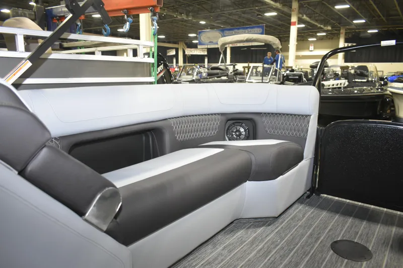 Slide: The Image of 2026 Premier 230 Solaris RF - PTX CL boat interior with luxurious seating and modern design. - 12