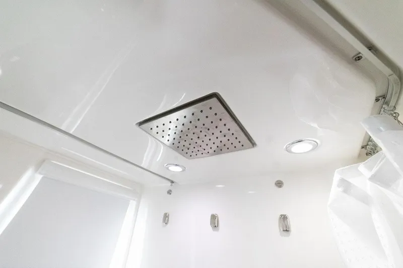 Slide: The Image of Manufacturer Provided Image: 2024 Solace 41 CS shower ceiling with modern fixtures and rain showerhead. - 46