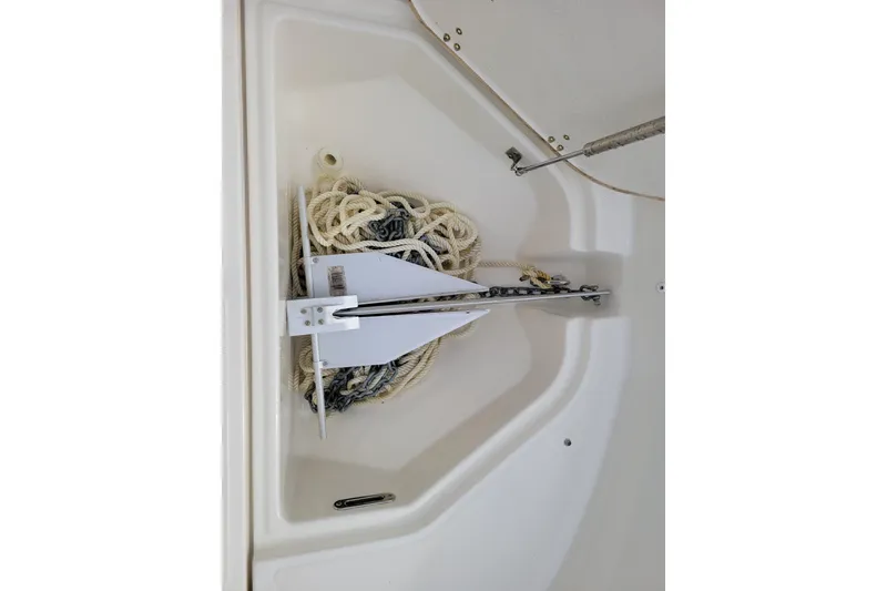 Slide: The Image of Anchor and rope storage on 2023 Boston Whaler 210 Montauk boat. - 23