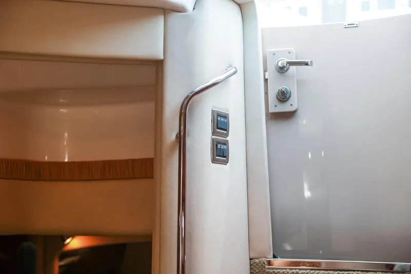 Slide: The Image of Interior view of 2004 Sea Ray 420 Sundancer yacht cabin door and controls. - 40