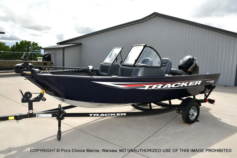 Slide: The Image of 2026 Tracker Pro Guide V-16 Walk-Thru boat on trailer. - 3