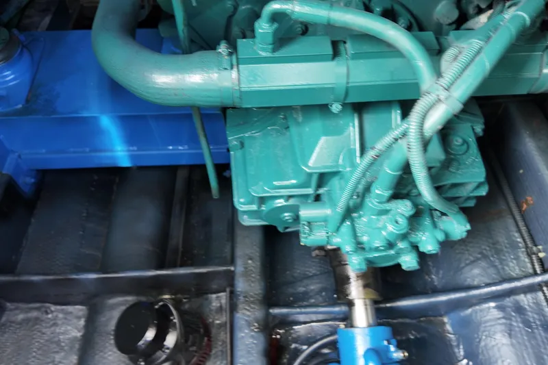 Slide: The Image of Engine compartment of 2007 Cranchi Atlantique 40 yacht, showcasing mechanical components. - 31