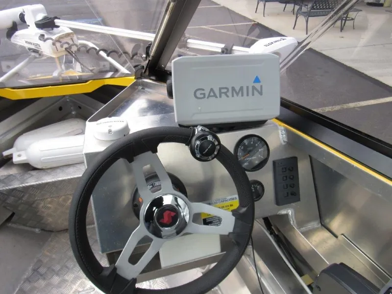 Slide: The Image of Interior of 2021 Stabicraft 1550 Fisher with Garmin navigation system. - 11