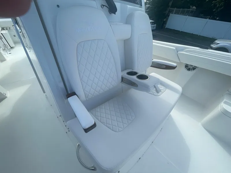 Slide: The Image of Luxurious seating in the 2024 Regulator 34 boat. - 21