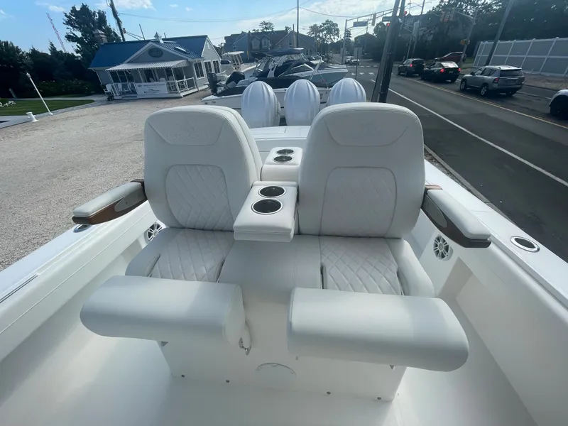 Slide: The Image of Luxurious seating on a 2024 Regulator 34 boat. - 43