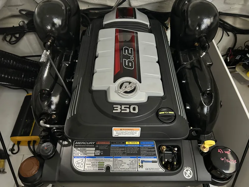 Slide: The Image of 2024 Cobalt R6 engine, Mercury 6.2L 350 HP, close-up view. - 29