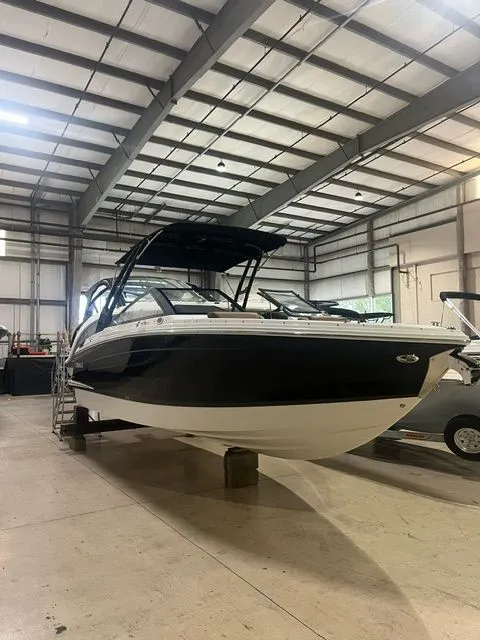 Slide: The Image of 2024 Cobalt R6 boat in a storage facility. - 39