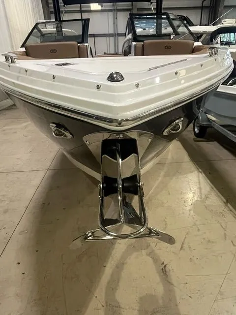 Slide: The Image of 2024 Cobalt R6 boat, front view indoors. - 44