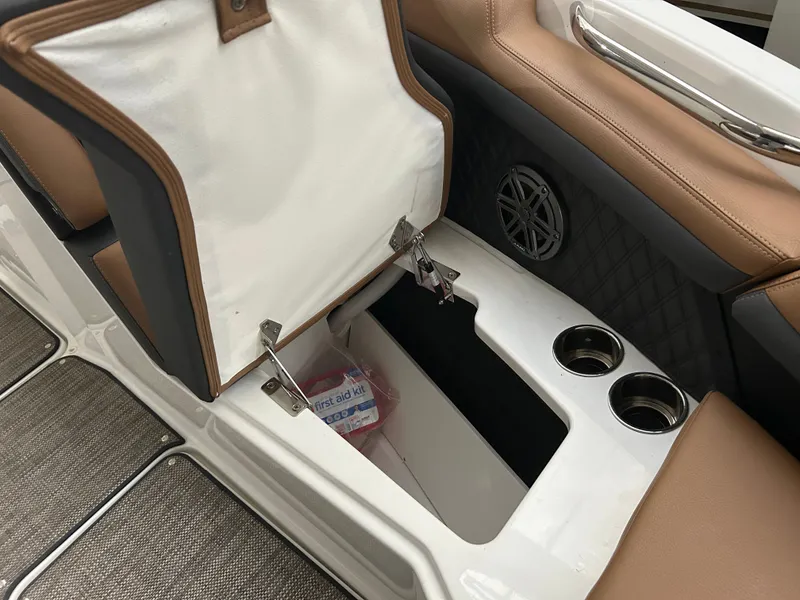 Slide: The Image of 2024 Cobalt R6 interior with storage compartment and first aid kit. - 8