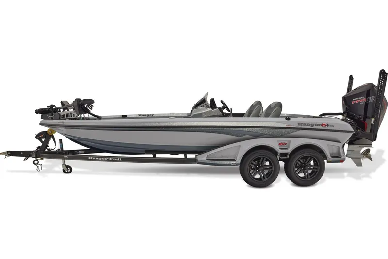 Slide: The Image of 2026 Ranger Z520 boat on trailer, equipped with Garmin technology, parked outside a building. - 4