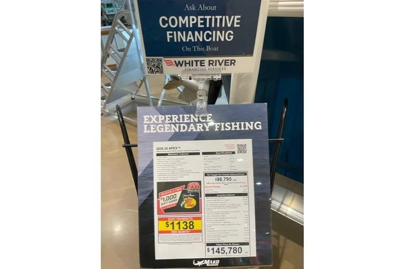 Slide: The Image of 2026 Mako 24 APEX boat display with financing options and pricing details. - 89