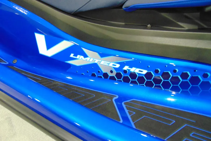 Slide: The Image of 2026 Yamaha WaveRunner VX Limited HO, blue design detail with hexagonal pattern. - 4