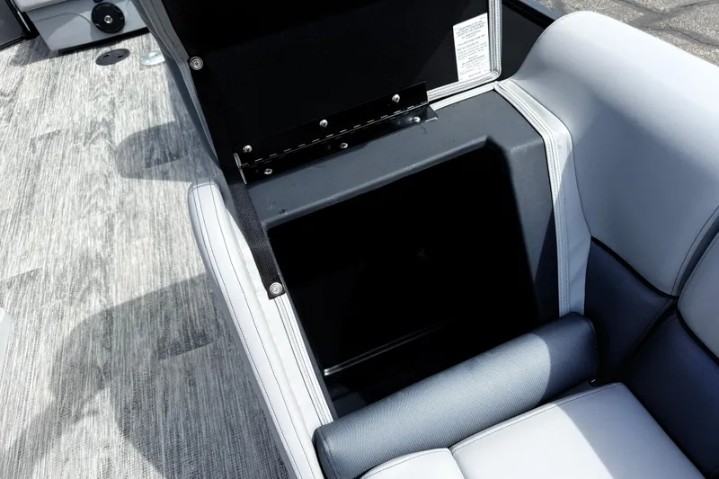 Slide: The Image of Open storage compartment in 2026 Bentley Pontoons Legacy 220 Cruise XL boat. - 10