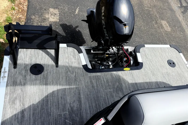 Slide: The Image of 2026 Bentley Pontoons Legacy 220 Cruise XL with Suzuki outboard motor, viewed from above. - 20