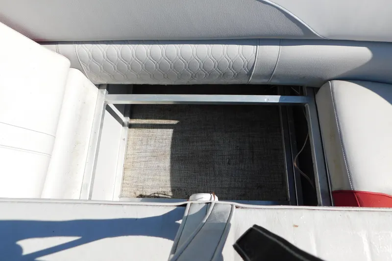 Slide: The Image of Interior view of 2023 Tahoe Pontoon 2385 LTZ Quad Lounger seating area. - 15
