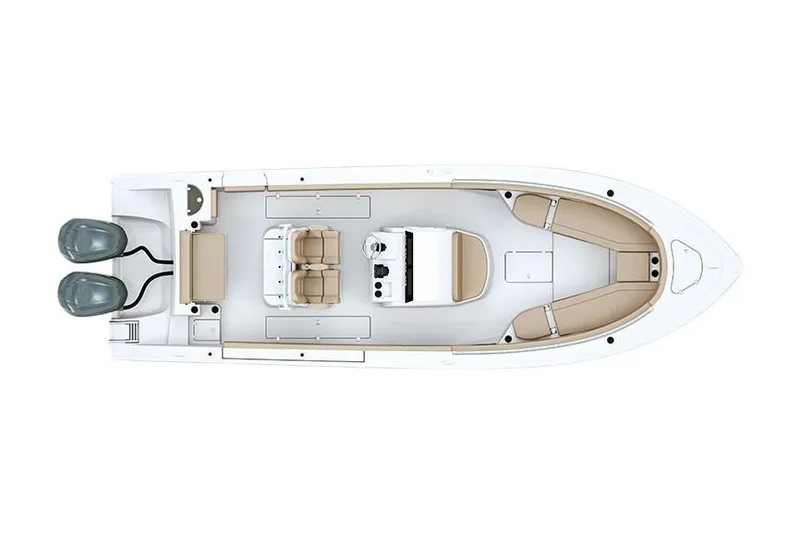 Slide: The Image of Manufacturer Provided Image: 2020 Sportsman Open 282 Center Console boat, top view, dual engines, spacious seating. - 31