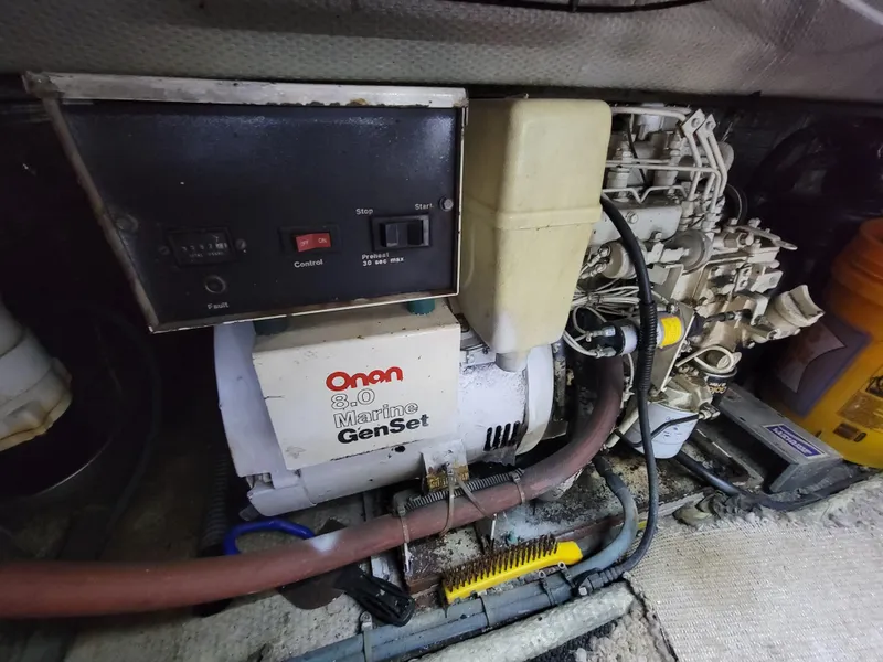 Slide: The Image of Onan Marine GenSet in 1991 Ocean Yachts 42 Super Sport engine room. - 27