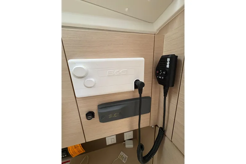 Slide: The Image of B&G marine control panel on 2021 Beneteau Oceanis 38.1 yacht interior. - 10