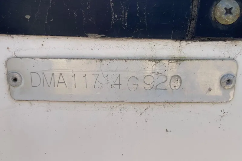 Slide: The Image of 2020 Edgewater 208CC boat identification plate with serial number DMA11714G920. - 36