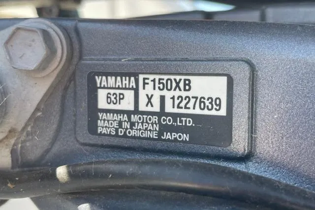 Slide: The Image of Yamaha F150XB engine label on 2020 Edgewater 208CC, made in Japan. - 37
