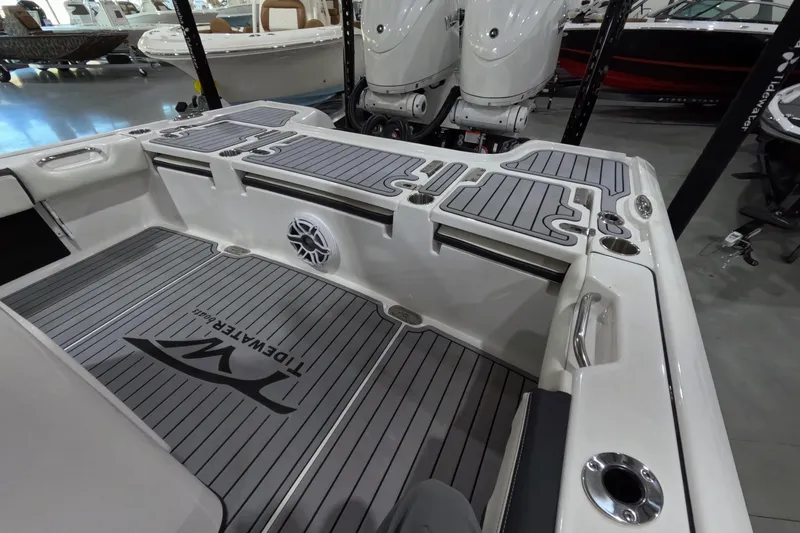 Slide: The Image of 2024 Tidewater boat interior with sleek deck design and modern features. - 7