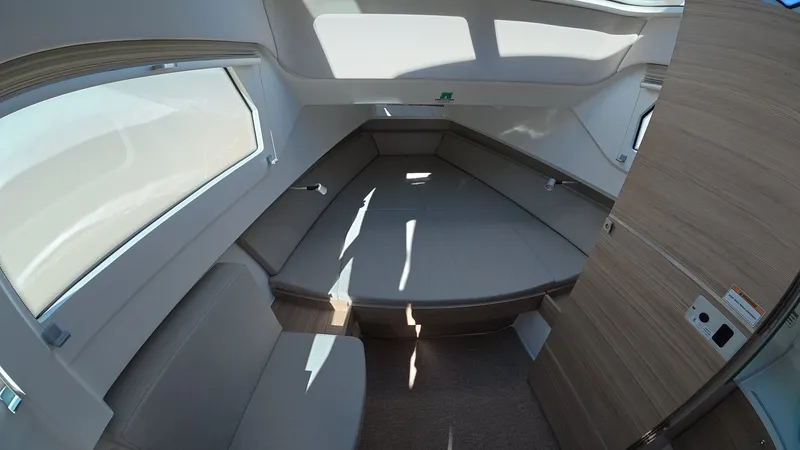 Slide: The Image of Interior of the 2027 Saxdor 320 GTO with modern upholstery and large windows. - 23
