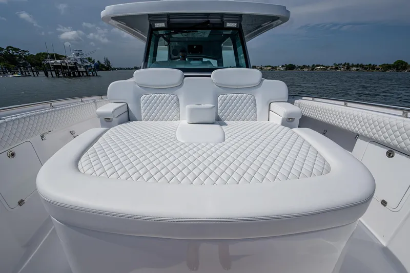 Slide: The Image of Luxurious seating area on HCB 48 Campeon 2025 boat. - 24