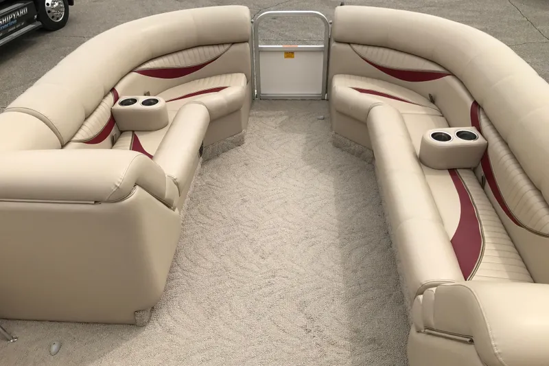Slide: The Image of Luxurious seating on 2008 South Bay 822CR TT pontoon boat with cup holders. - 11