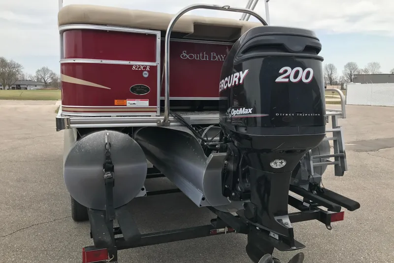 Slide: The Image of 2008 South Bay 822CR TT pontoon boat with Mercury 200 OptiMax engine. - 3