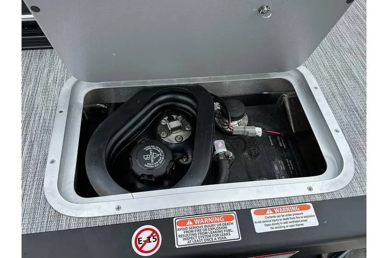 Slide: The Image of Fuel compartment of 2026 Bennington 22 SSB SwingBack Tritoon with Yamaha 150 Hp engine. - 23