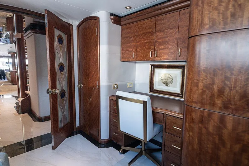 Slide: The Image of Luxurious interior of 2003 Cheoy Lee Trideck yacht with elegant wood cabinetry and seating. - 10