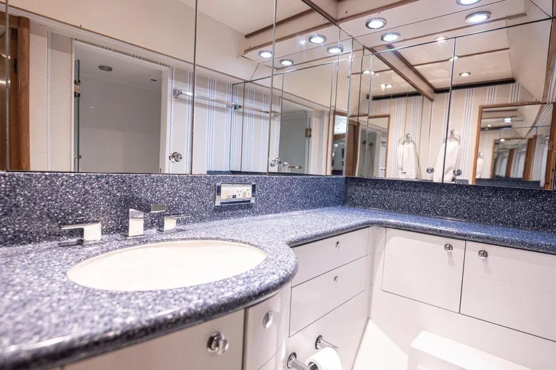 Slide: The Image of Luxurious bathroom on 2003 Cheoy Lee Trideck yacht with elegant fixtures and mirrored cabinets. - 20