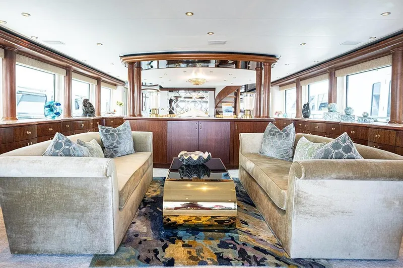 Slide: The Image of Luxurious interior of 2003 Cheoy Lee Trideck yacht with elegant sofas and decor. - 4