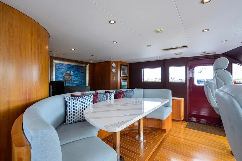 Slide: The Image of Luxurious 2003 Cheoy Lee Trideck yacht interior with elegant seating and modern decor. - 45
