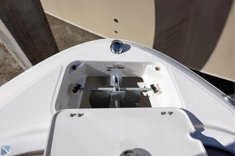 Slide: The Image of 2020 Chaparral 21 SSi OB boat interior with dual windshields and seating. - 11