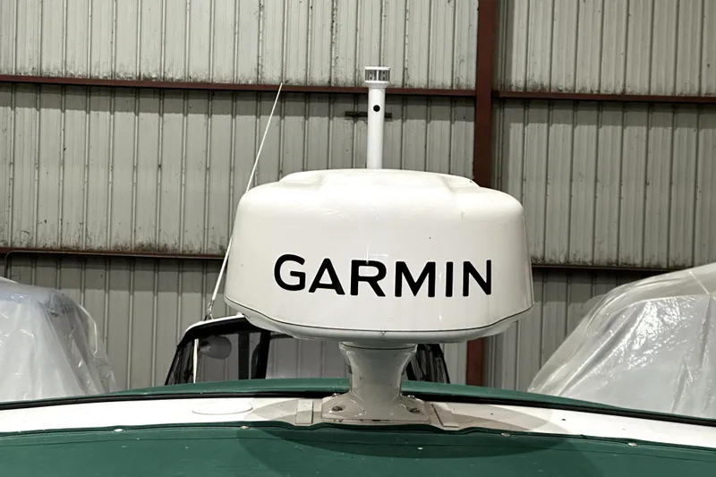 Slide: The Image of Garmin radar on 2002 Four Winns 378 Vista boat, indoor storage setting. - 62