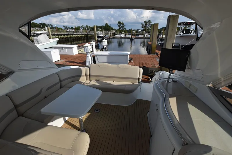 Slide: The Image of Interior of a 2011 Formula 400ss yacht with dock view. - 10