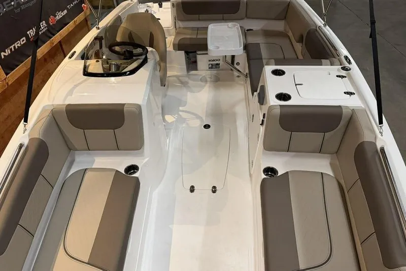 Slide: The Image of 2026 Tahoe 2150 boat interior with spacious seating and modern design. - 8