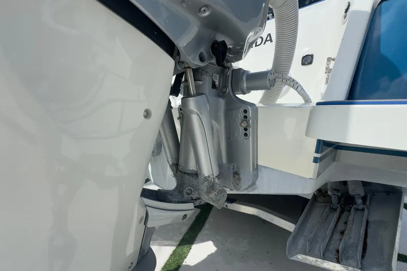 Slide: The Image of Close-up of a 2007 Intrepid 370 Center Console boat engine detail. - 12
