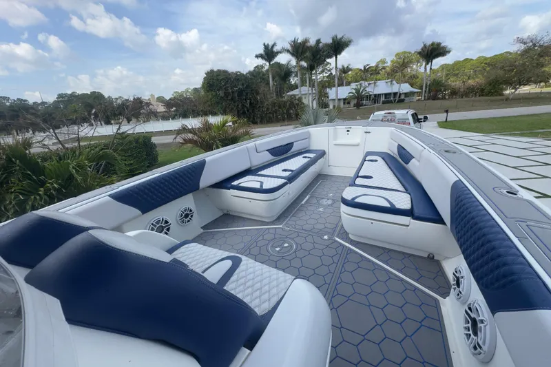 Slide: The Image of 2007 Intrepid 370 Center Console boat with spacious seating and modern design. - 44