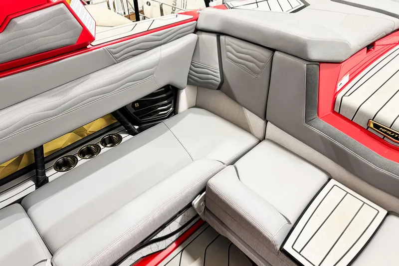 Slide: The Image of Luxurious interior of 2025 Nautique Super Air Nautique G23 Coastal Edition boat. - 18