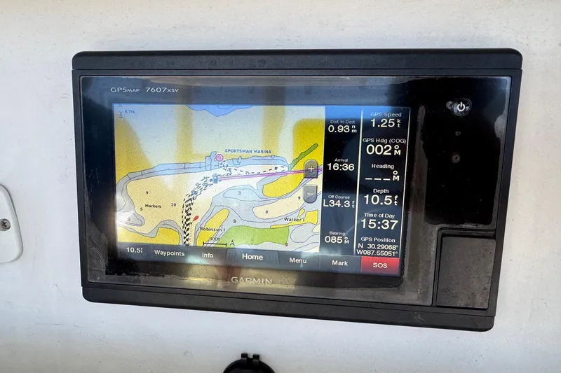 Slide: The Image of Garmin GPSMAP 7607xsv display on 2008 Everglades 350 Center Console boat. - 30